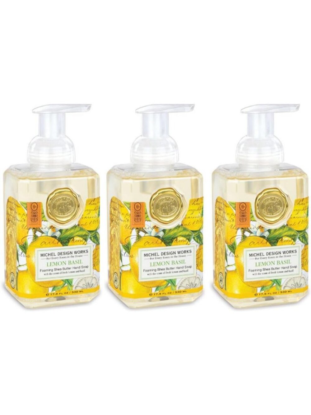 Lemon Basil Foaming Hand Soap Set - 3-Pack, Refreshing & Nourishing Cleanser
